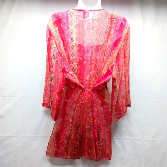 Bill Blass Jeans Vintage Sheer Embellished Tunic/ Midi Pink Women's 2X Runs Smal - Picture 6 of 14